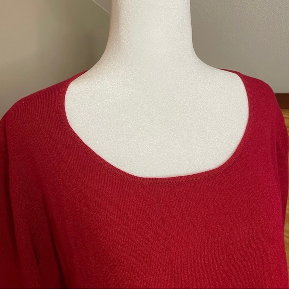 Loft red scoop neck knit sweater size M NWT - Picture 4 of 5